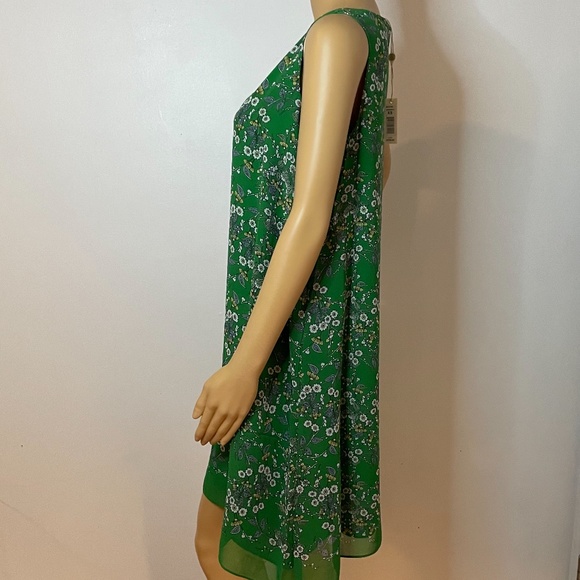 Kelly green sleeveless floral layered a line dress - Picture 6 of 12
